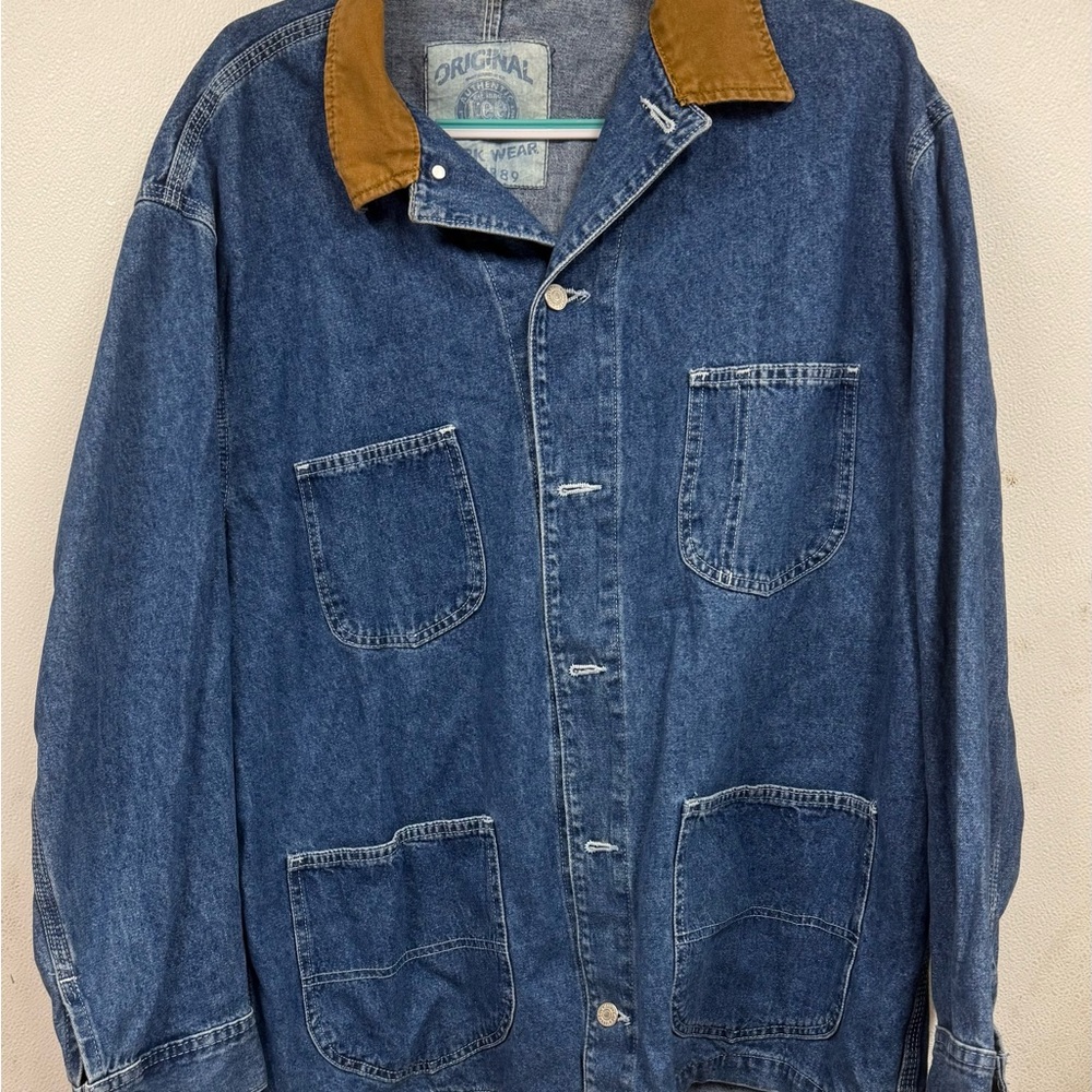 Lee Blue Denim Jacket with Brown Corduroy Collar